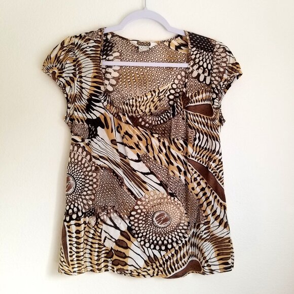Allison Taylor Womens Blouse African Non-Repeating  Pattern Sz Small 100% Cotton - Picture 1 of 8